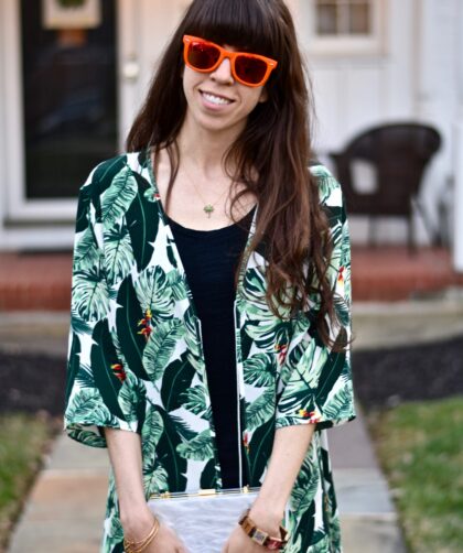 The Poppy Skull-Palm Print Duster-Spring Box of Style