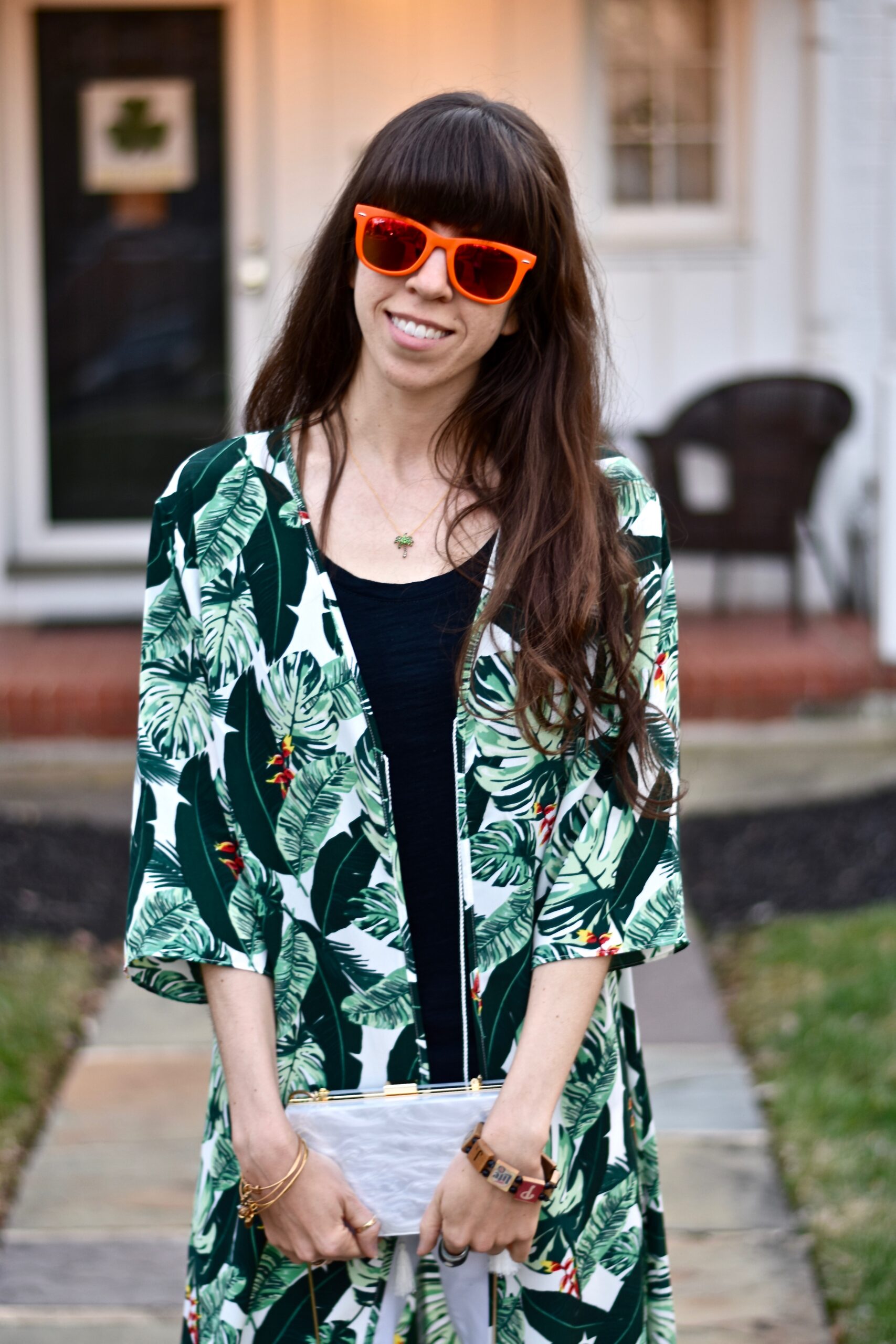 The Poppy Skull-Palm Print Duster-Spring Box of Style