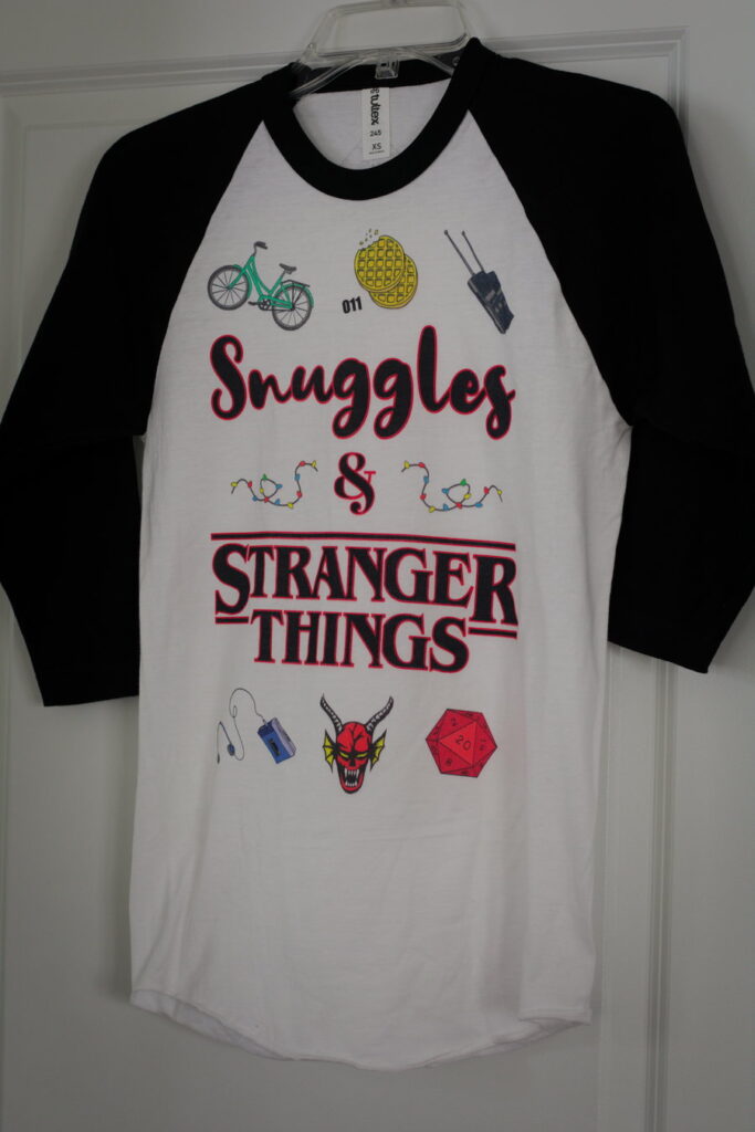 Snuggles & Stranger Things Baseball Tee