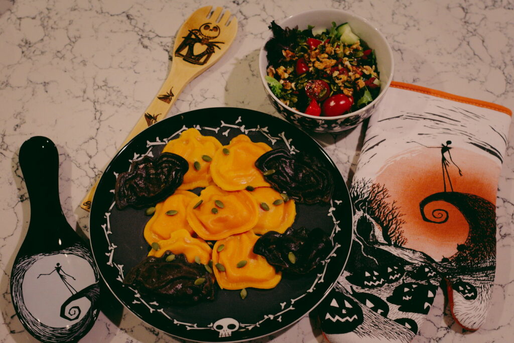 pumpkin and bat ravioli